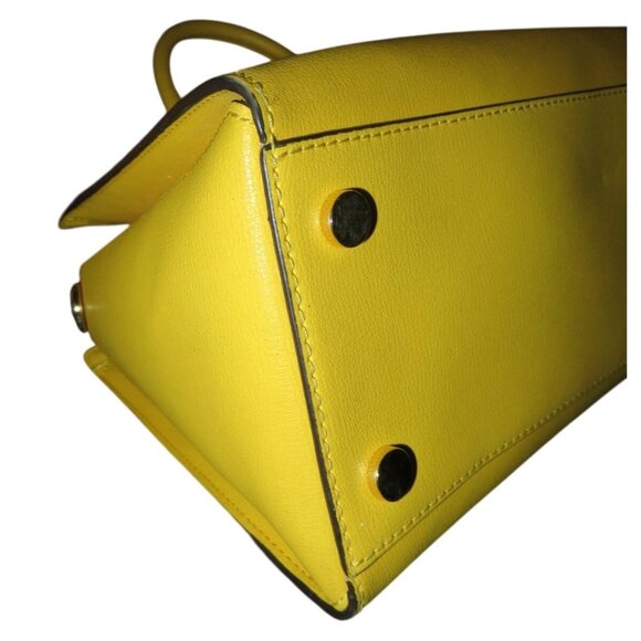 Michael Kors Sylvie Sunflower Yellow Structured leather Studded Tote Satchel - Picture 6 of 15